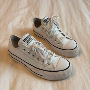 Converse White platform Leather Sneakers W 7.5